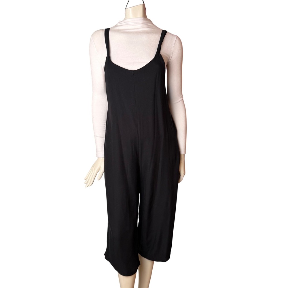 Jack Son Rowe Jumpsuit Cropped Wide Leg Pockets Black 90s Minimalist Boho S